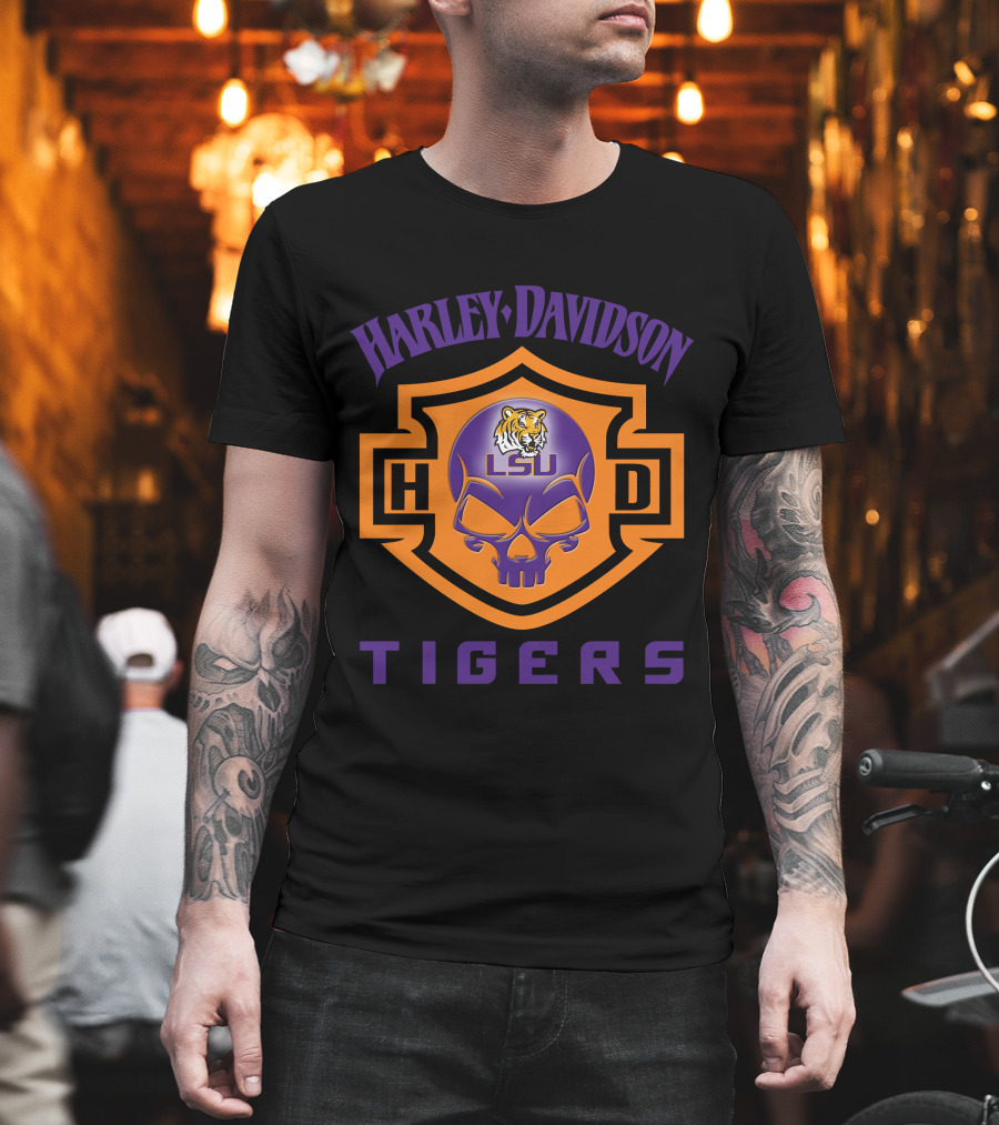 Harley Davidson Lsu Tigers Ncaa Football Fans Hd 127 T-Shirt