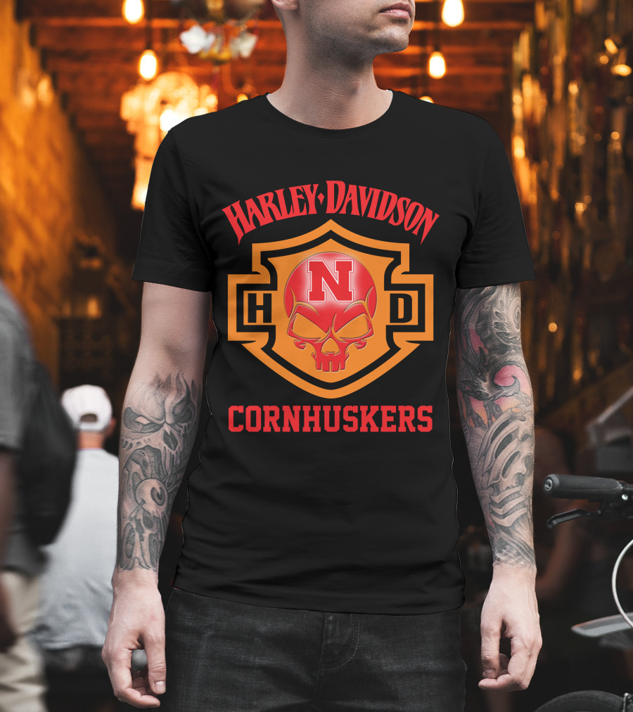 Harley Davidson Nebraska Cornhuskers Football Fans 127 T-Shirt