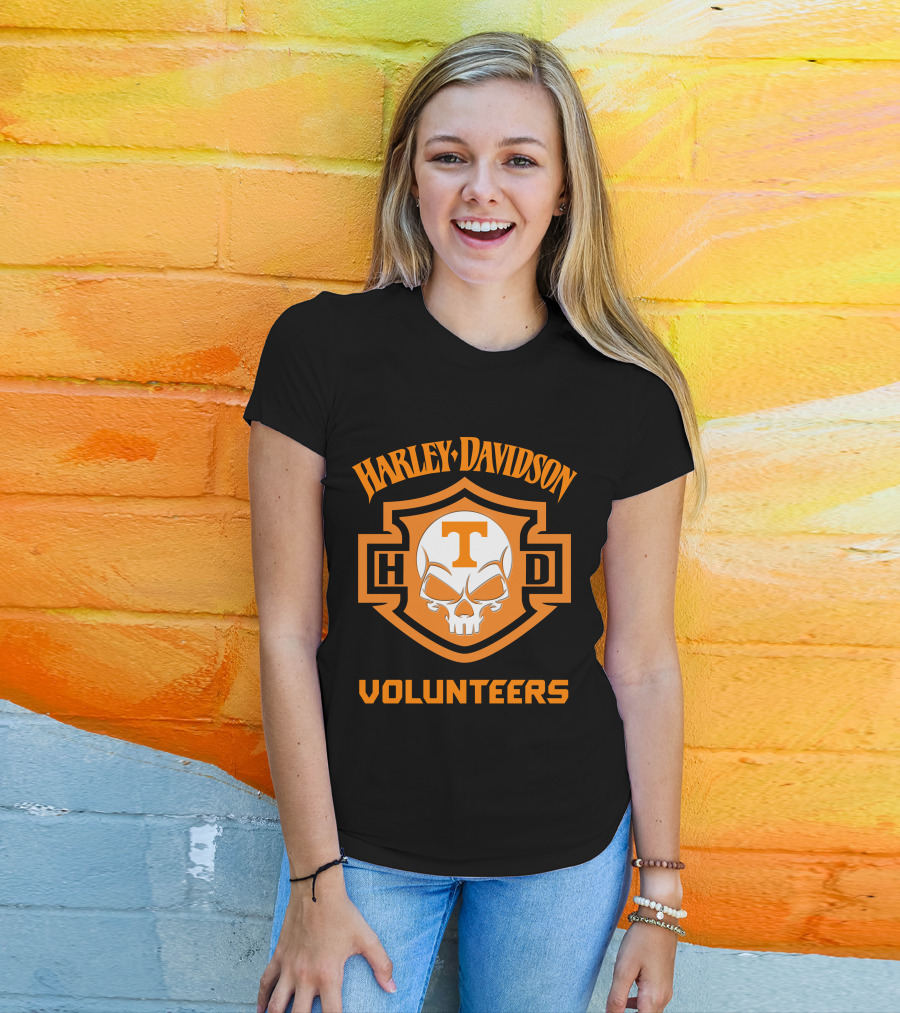Harley Davidson Volunteers Skull Tennessee Ncaa Football Fans T-Shirt