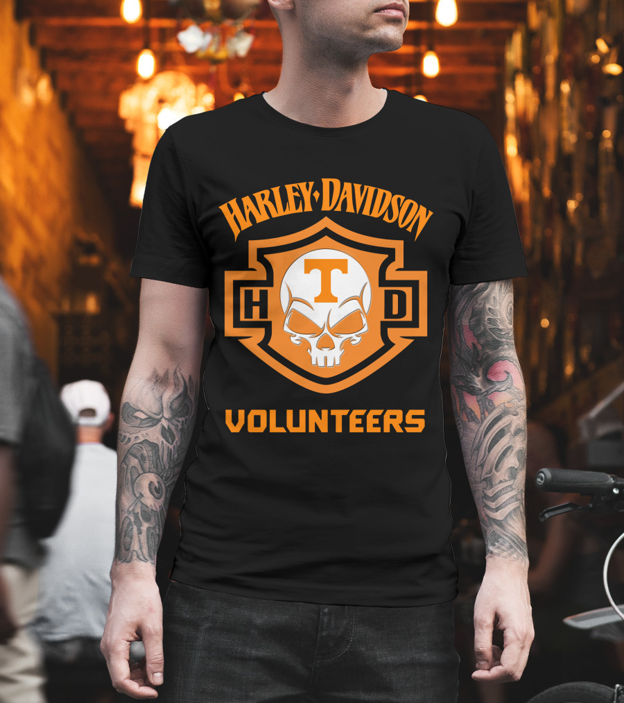 Harley Davidson Volunteers Skull Tennessee Ncaa Football Fans T-Shirt