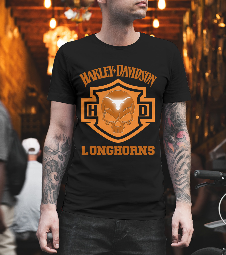 Harley Davidson Hd Longhorns Texas Ncaa Football Fans 127 T-Shirt