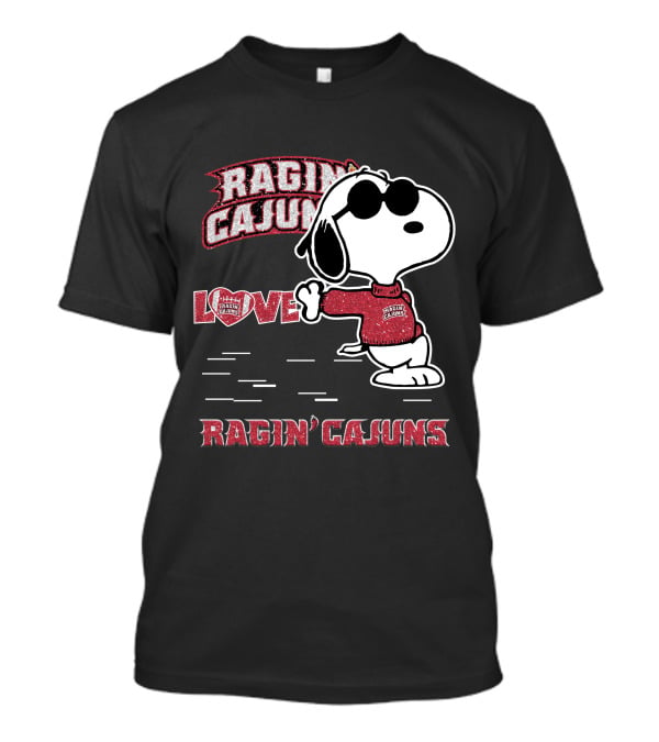 Snoopy Love Ragin' Cajuns Louisiana Lafayette T-Shirt
