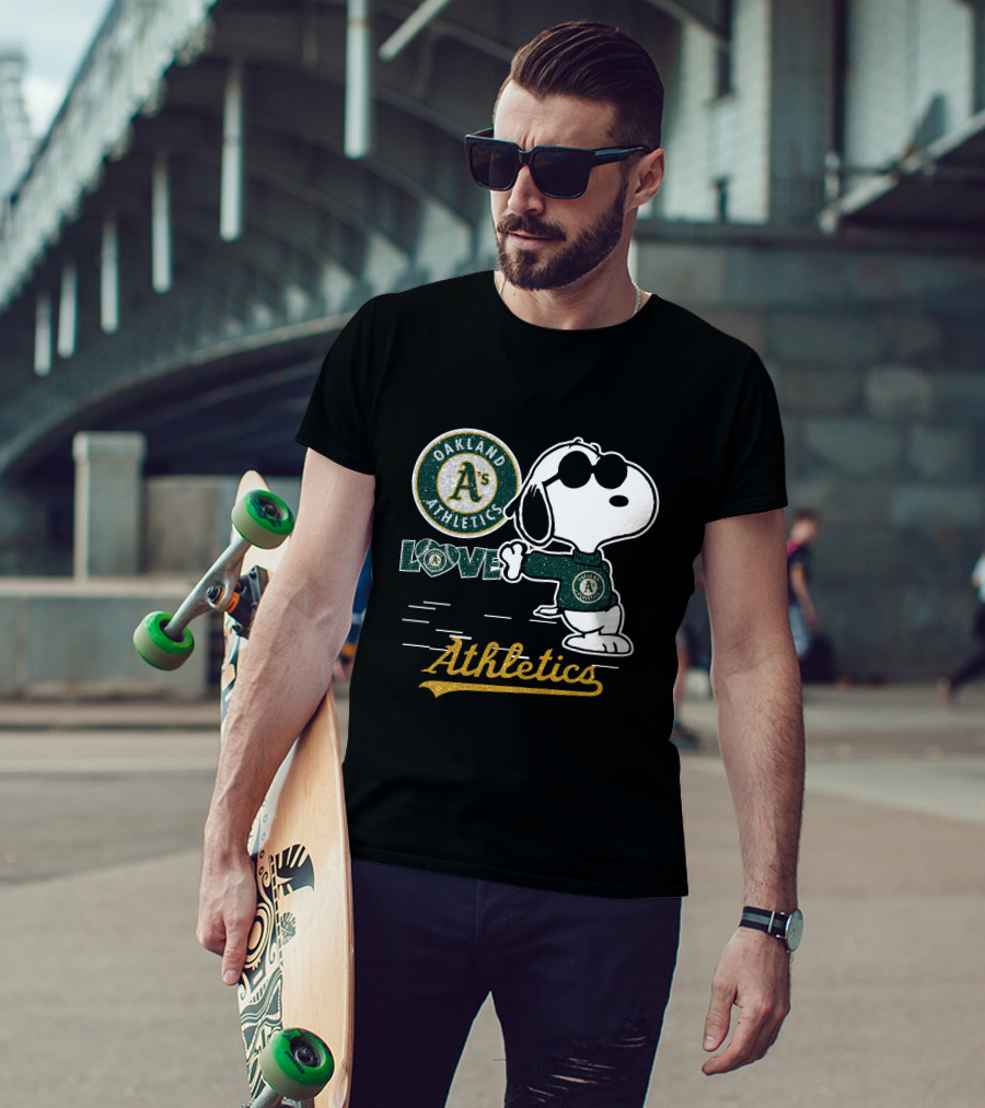 Snoopy Oakland Athletics Love T-Shirt
