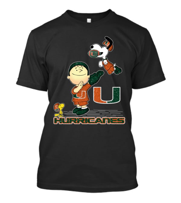 Snoopy And Woodstock Miami Hurricanes Football Team Enthusiasm T-Shirt