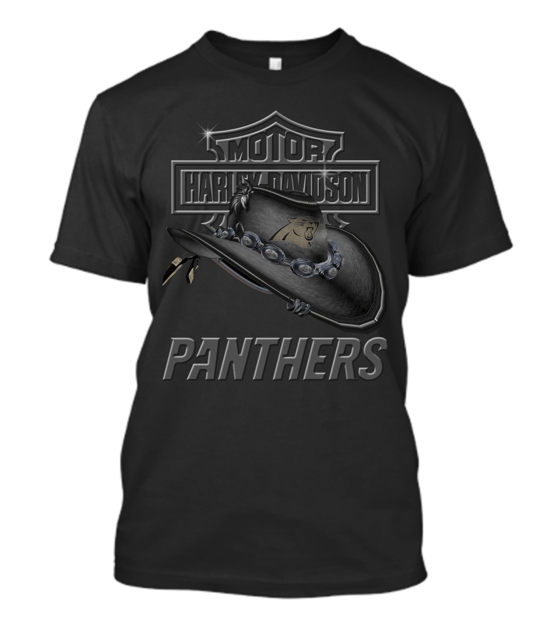 Motor Harley Davidson Panthers Cowboy Hat T-Shirt