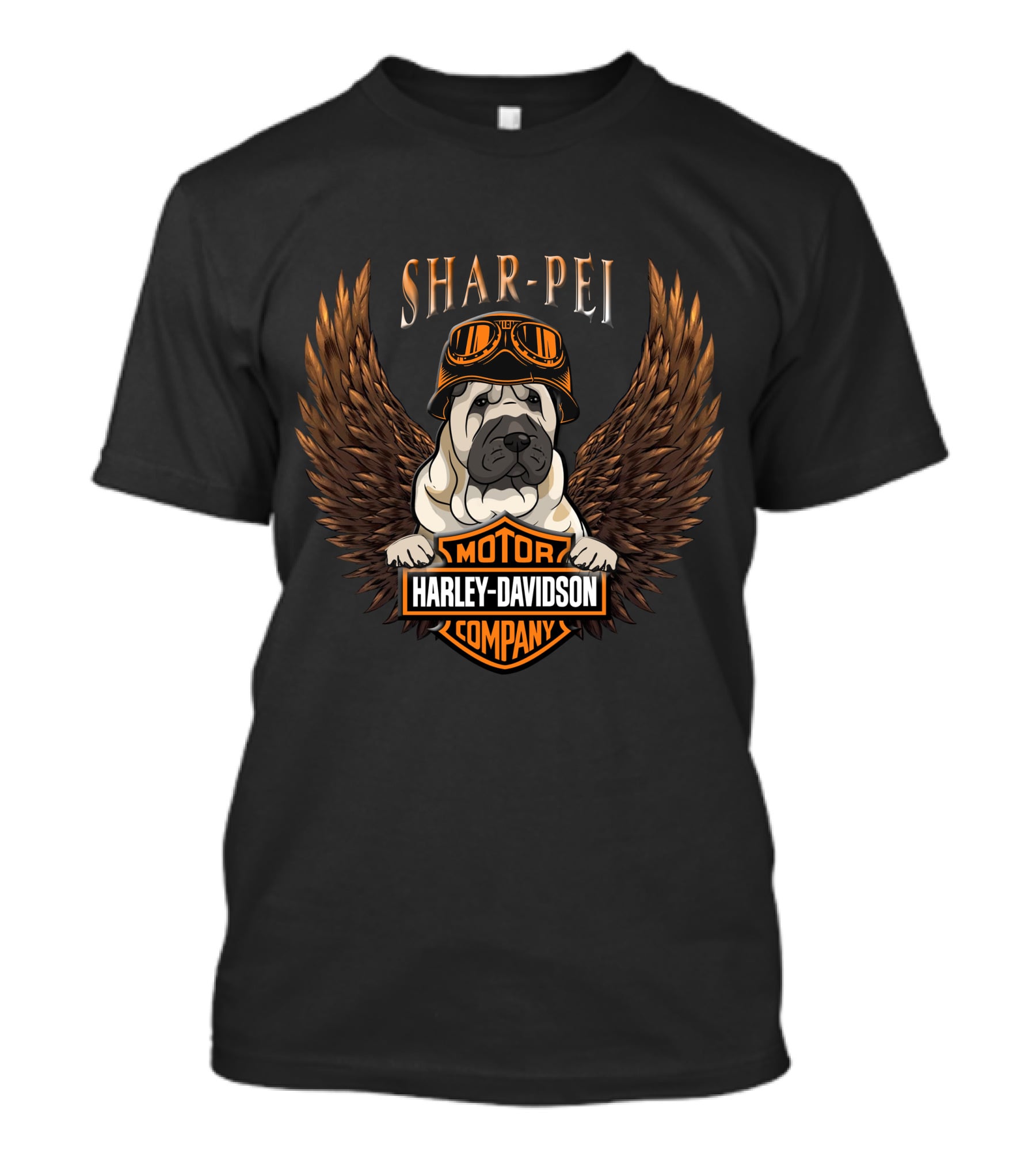 Harley Davidson Shar-Pei With Goggles And Wings T-Shirt