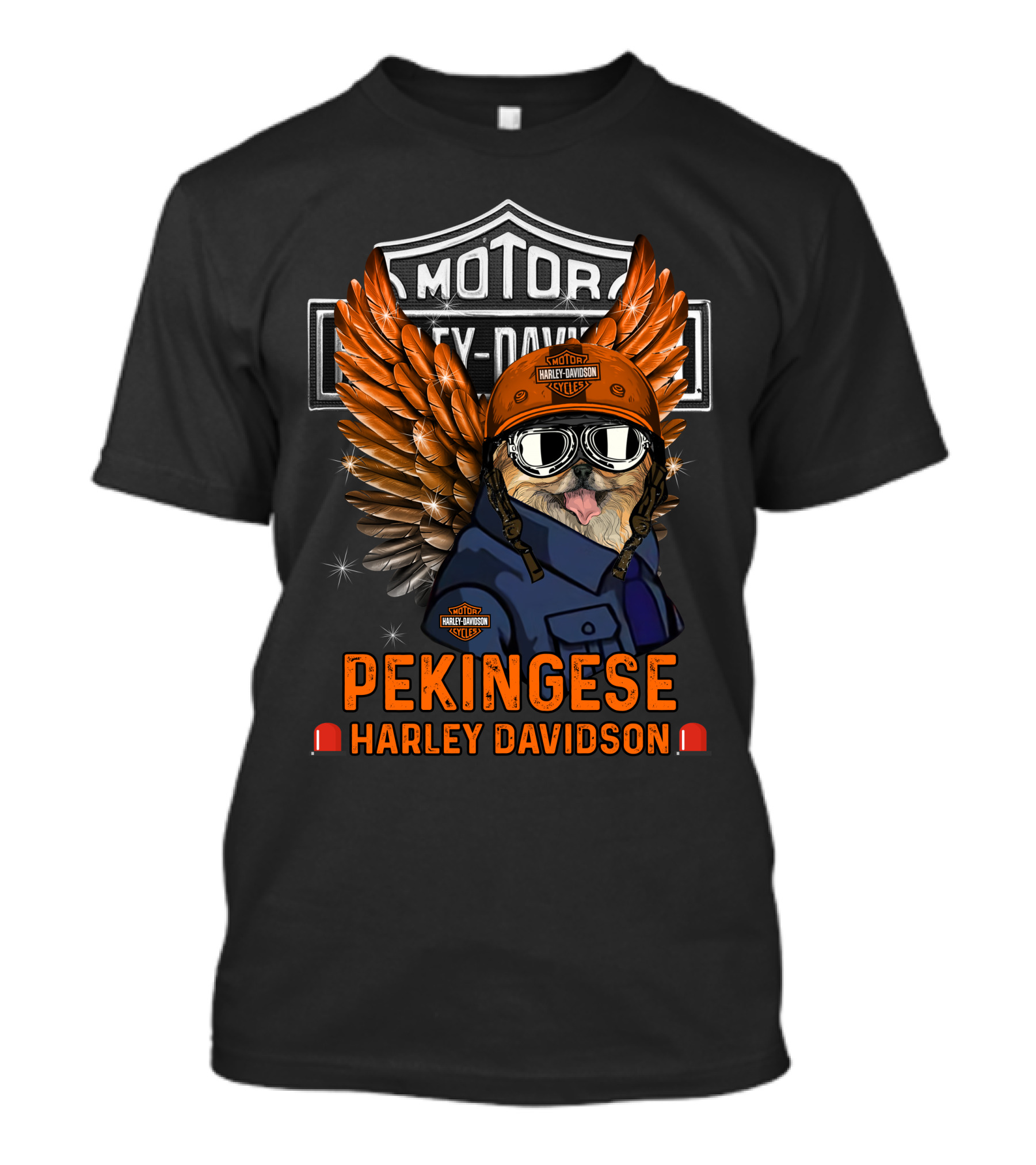Pekingese Harley Davidson Motorcycle Dog Wings T-Shirt