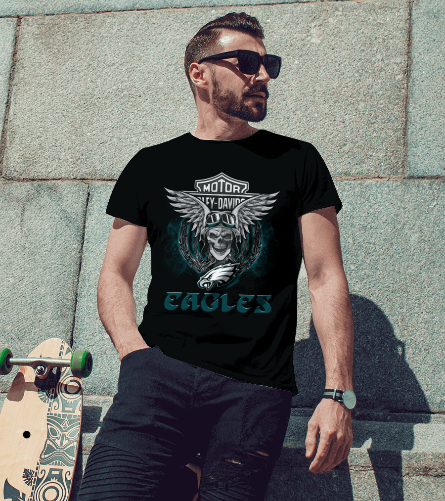 Motor Harley Davidson Philadelphia Eagles Nfl Football Fans T-Shirt