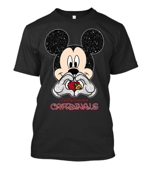 Mickey Love Louisville Cardinals Fan Art Mickey Ears Head With Cardinal T-Shirt