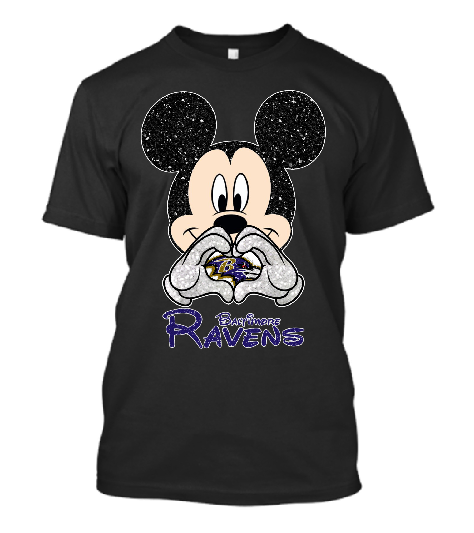 Mickey Baltimore Ravens Love Heart T-Shirt