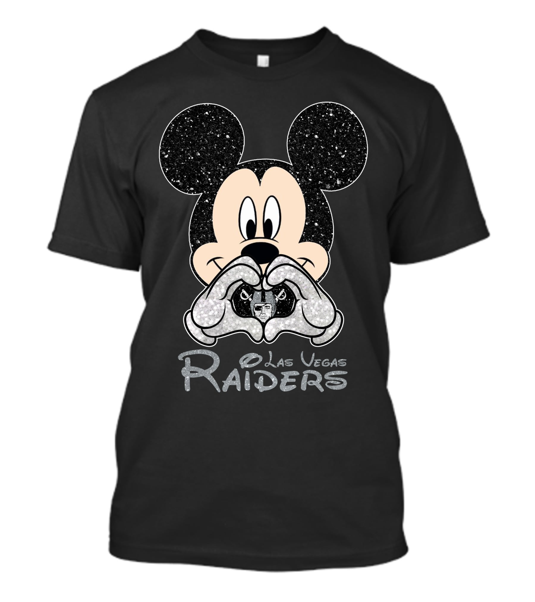 Mickey Mouse Las Vegas Raiders Heart Hands T-Shirt