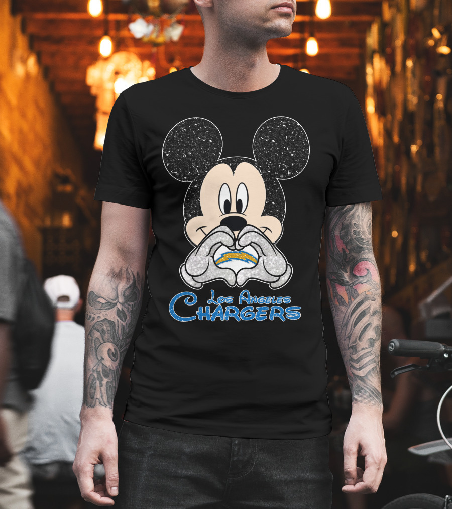Mickey Los Angeles Chargers Heart T-Shirt