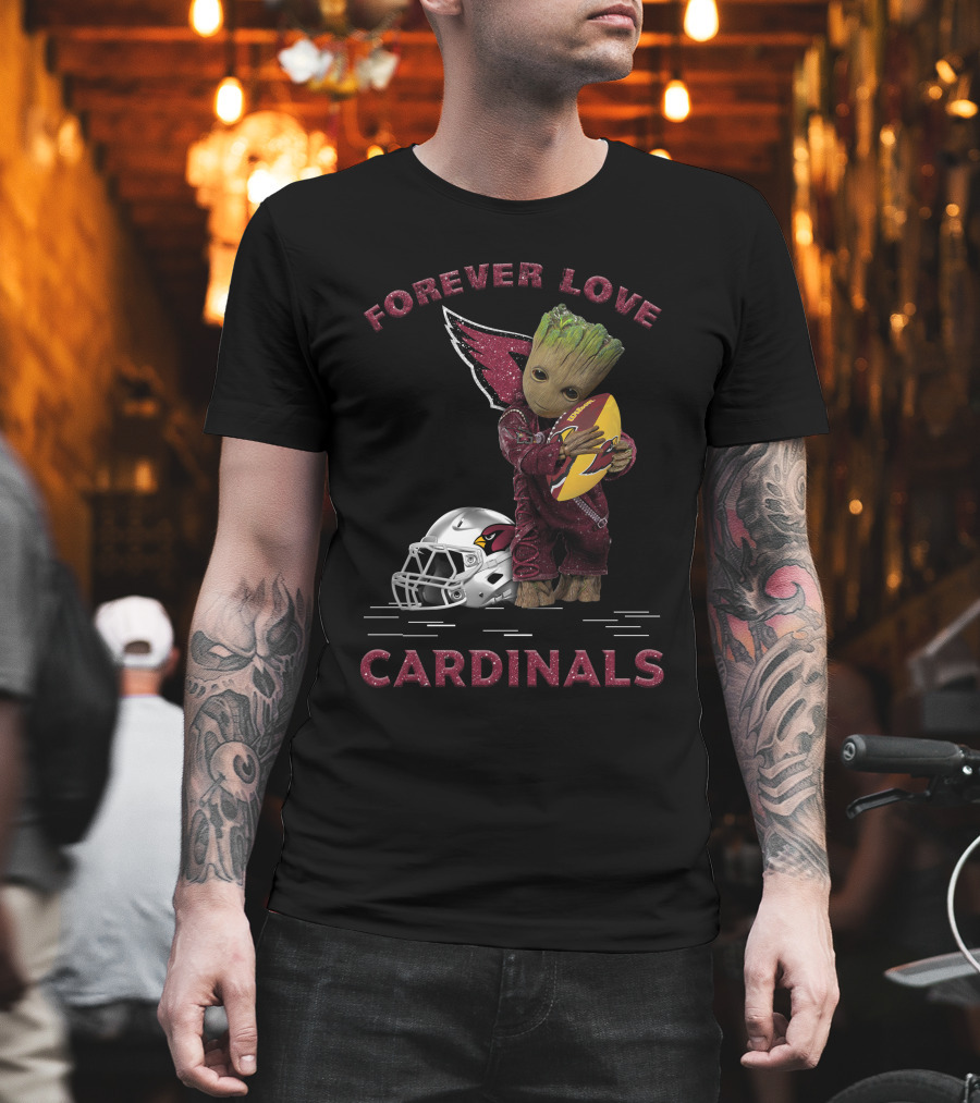 Forever Love Cardinals Groot Holding Football Helmet T-Shirt