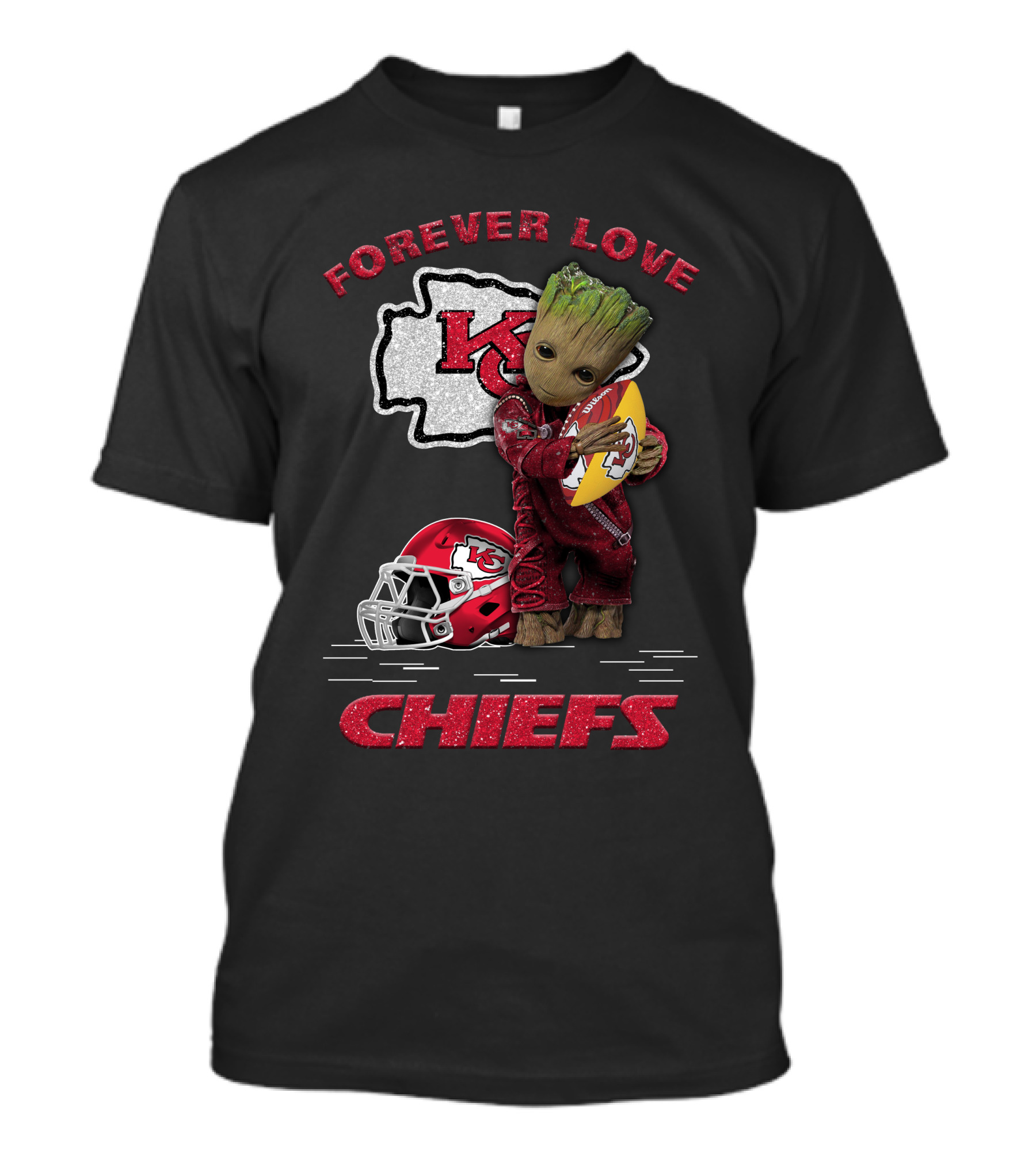 Forever Love Kansas City Chiefs Groot Football Helmet T-Shirt