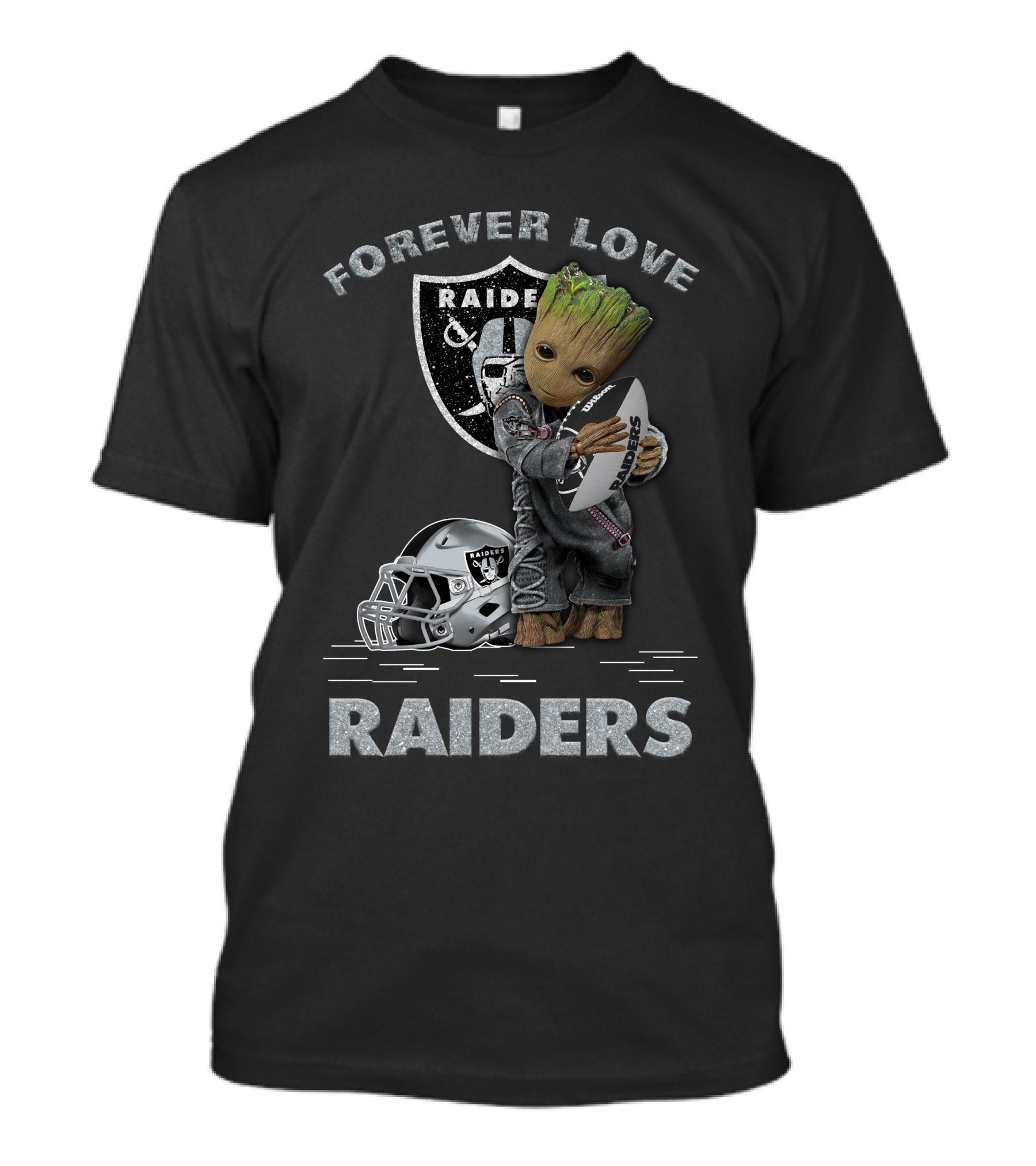 Forever Love Raiders Groot Holding Football Helmet T-Shirt