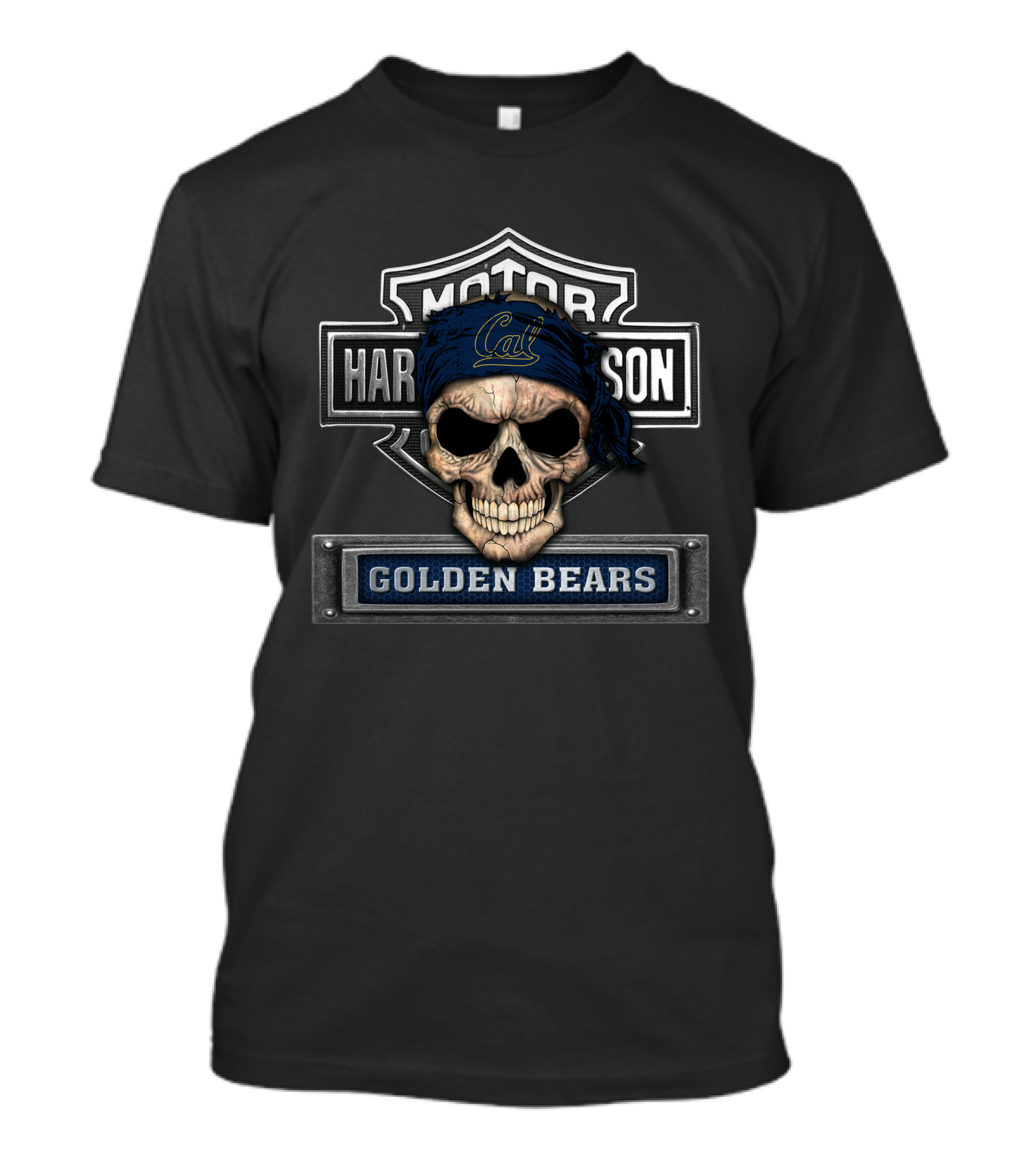 Hd Ncaa California Golden Bears Skull Cal Bandana Harley Davidson T-Shirt