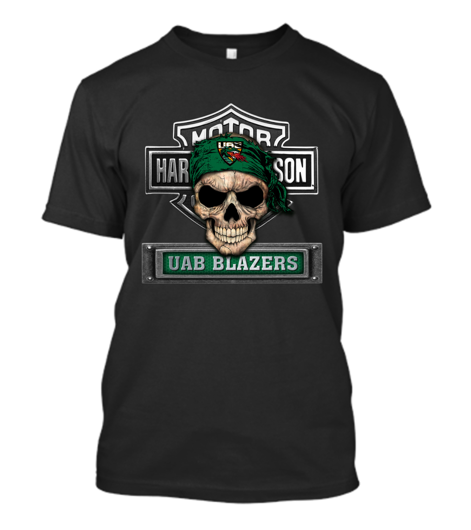 Motor Harley Uab Blazers Skull Logo Ncaa T-Shirt