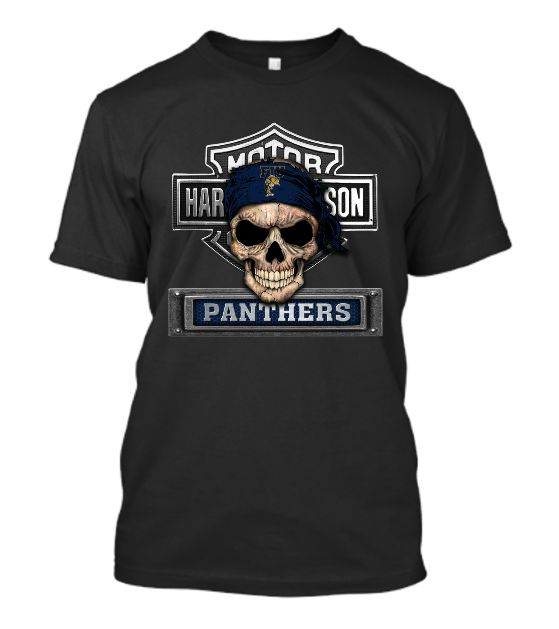 Motor Harley Davidson Fiu Panthers Skull Bandana T-Shirt
