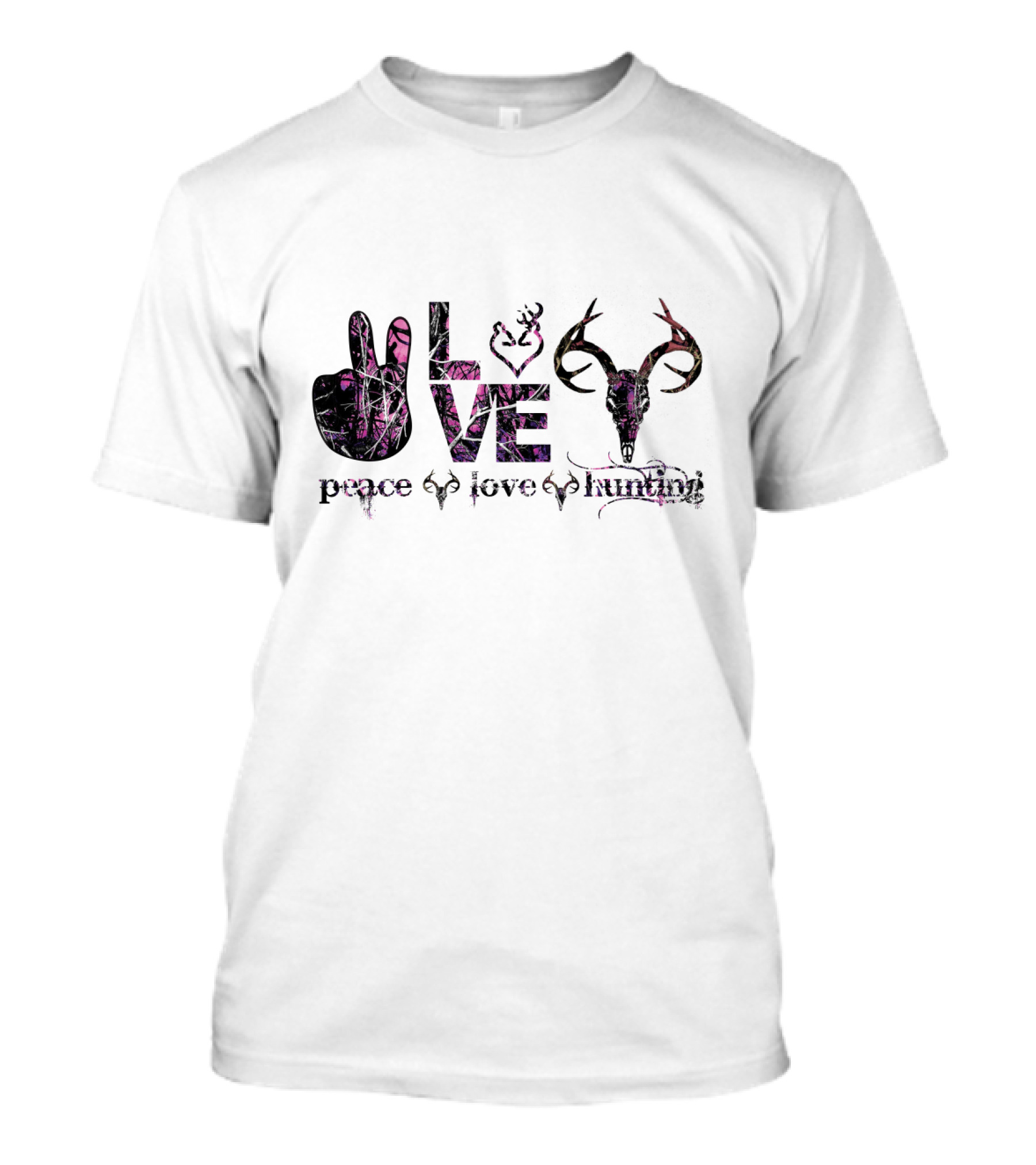 Peace Love Hunting Antler Symbolism Wildlife Passion T-Shirt