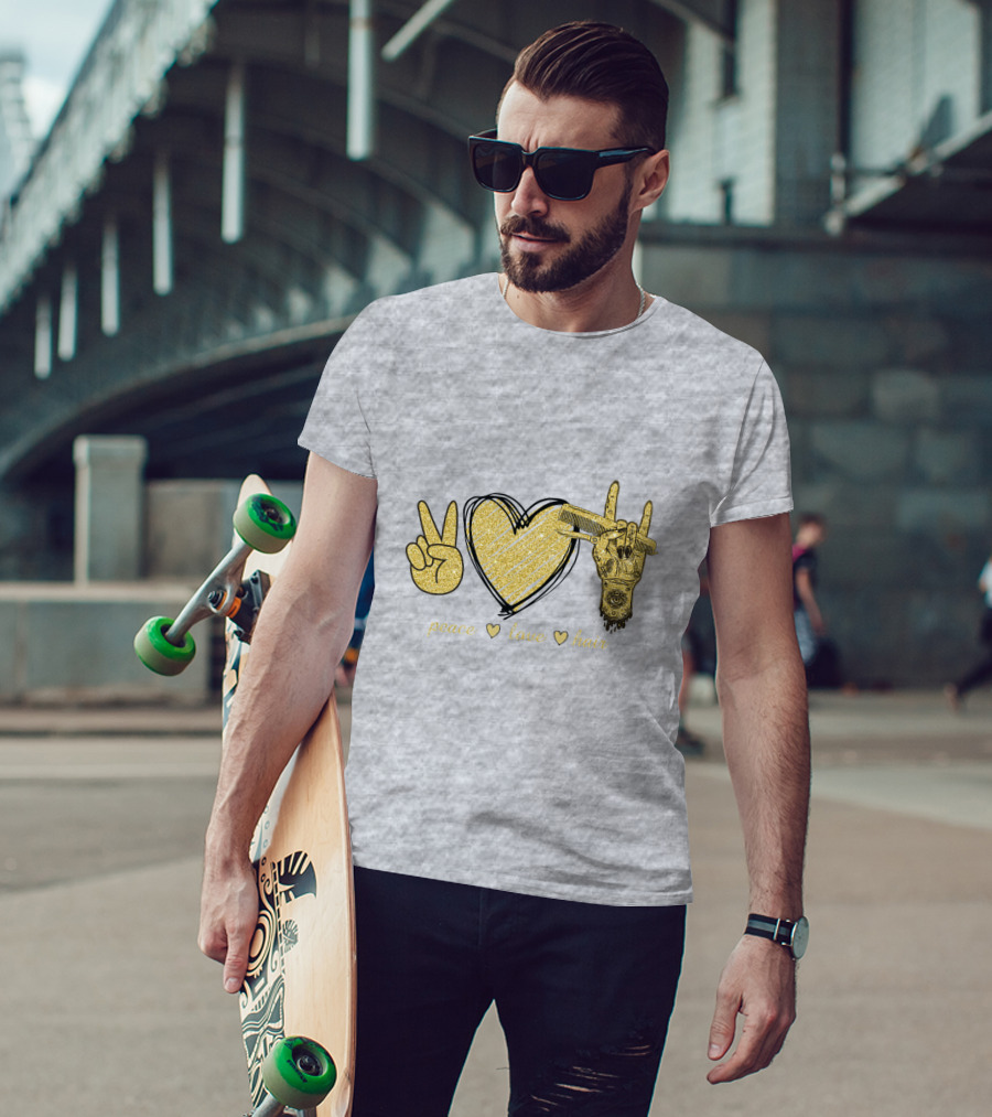Peace Love Hair Glitter Heart And Scissors T-Shirt
