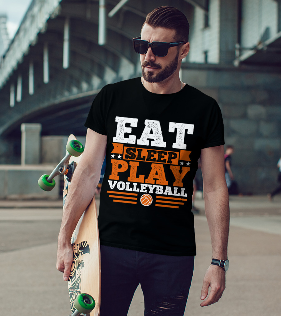 EAT SLEEP PLAY VOLLEYBALL Stars And Volleyball T-Shirt
