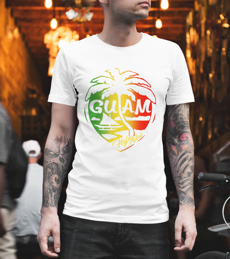 Guam Flag Islanders Pride Guamanian Chamorro History Hafa Adai Palm Tree Iconic T-Shirt