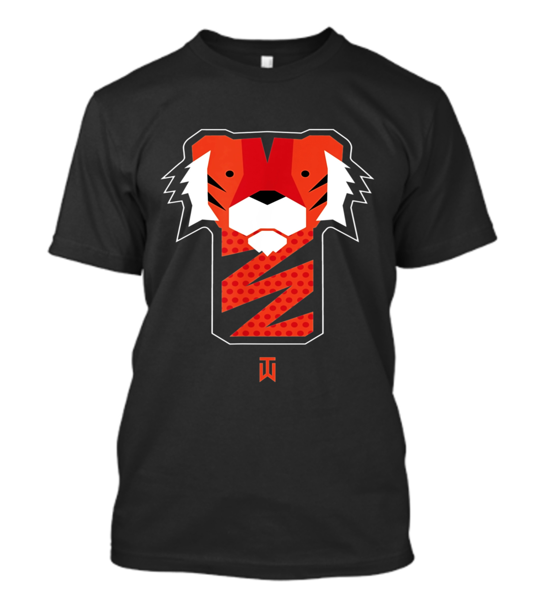 Frank Tiger Wood Inspired Graphic Featuring Bold Red Tiger Icon And TW T-Shirt