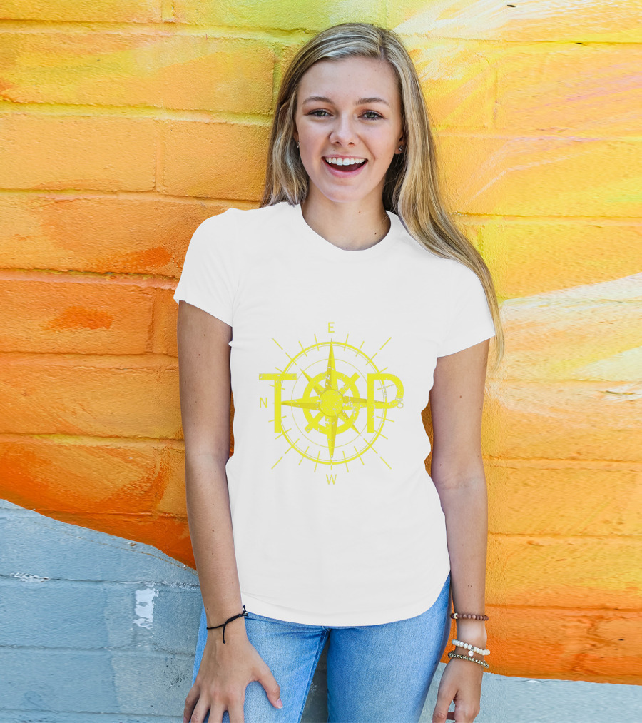 TOP East Is Up Compass Twenty One Birthday Yellow T-Shirt