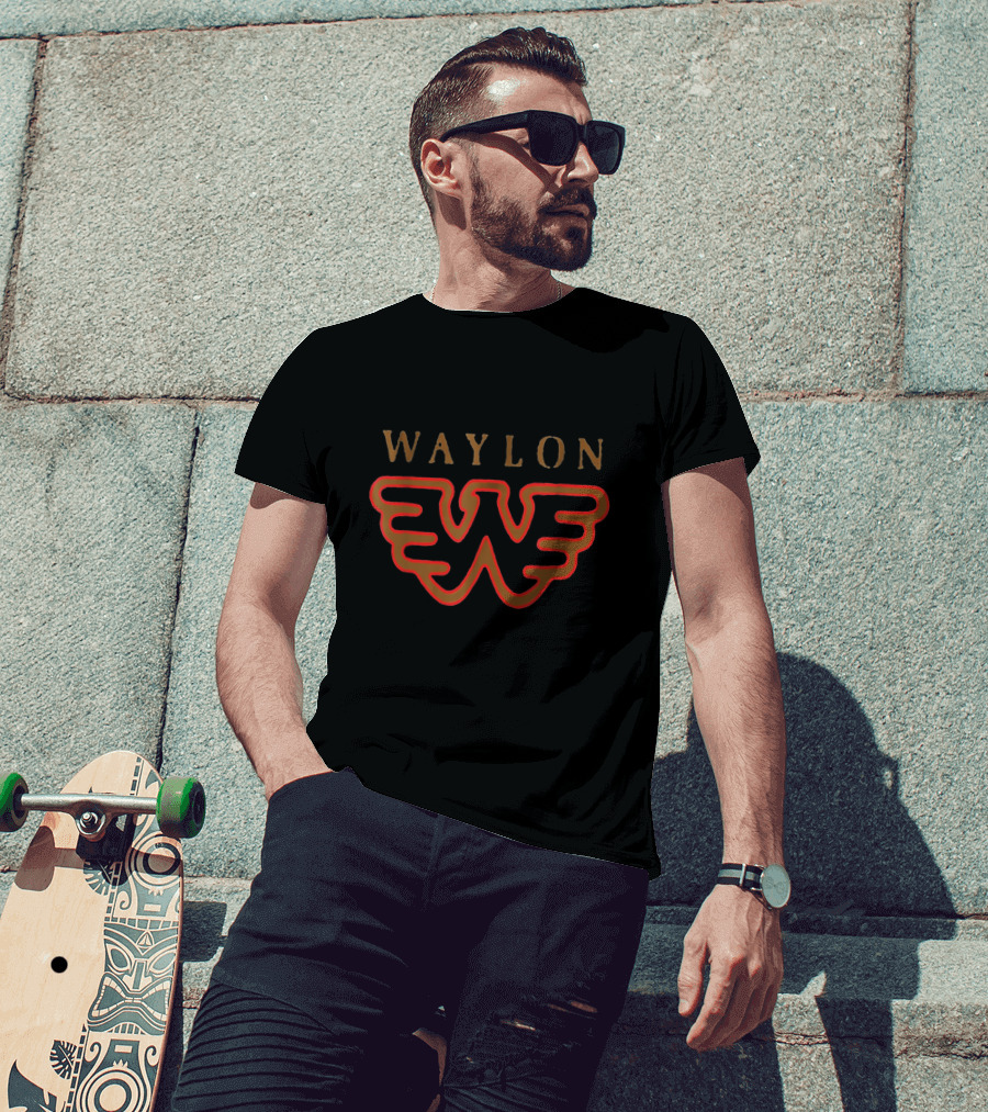 Waylon Jennings Iconic Flying W Winged Emblem T-Shirt