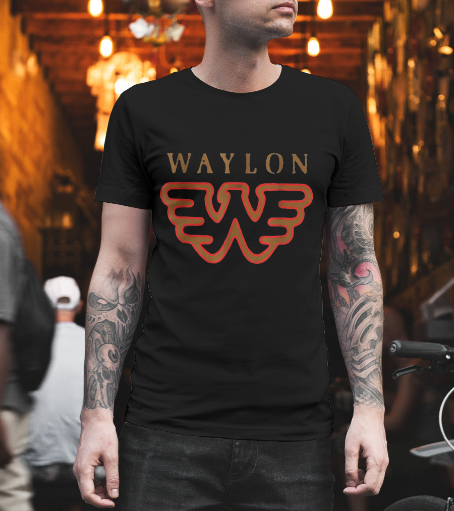 Waylon Jennings Iconic Flying W Winged Emblem T-Shirt