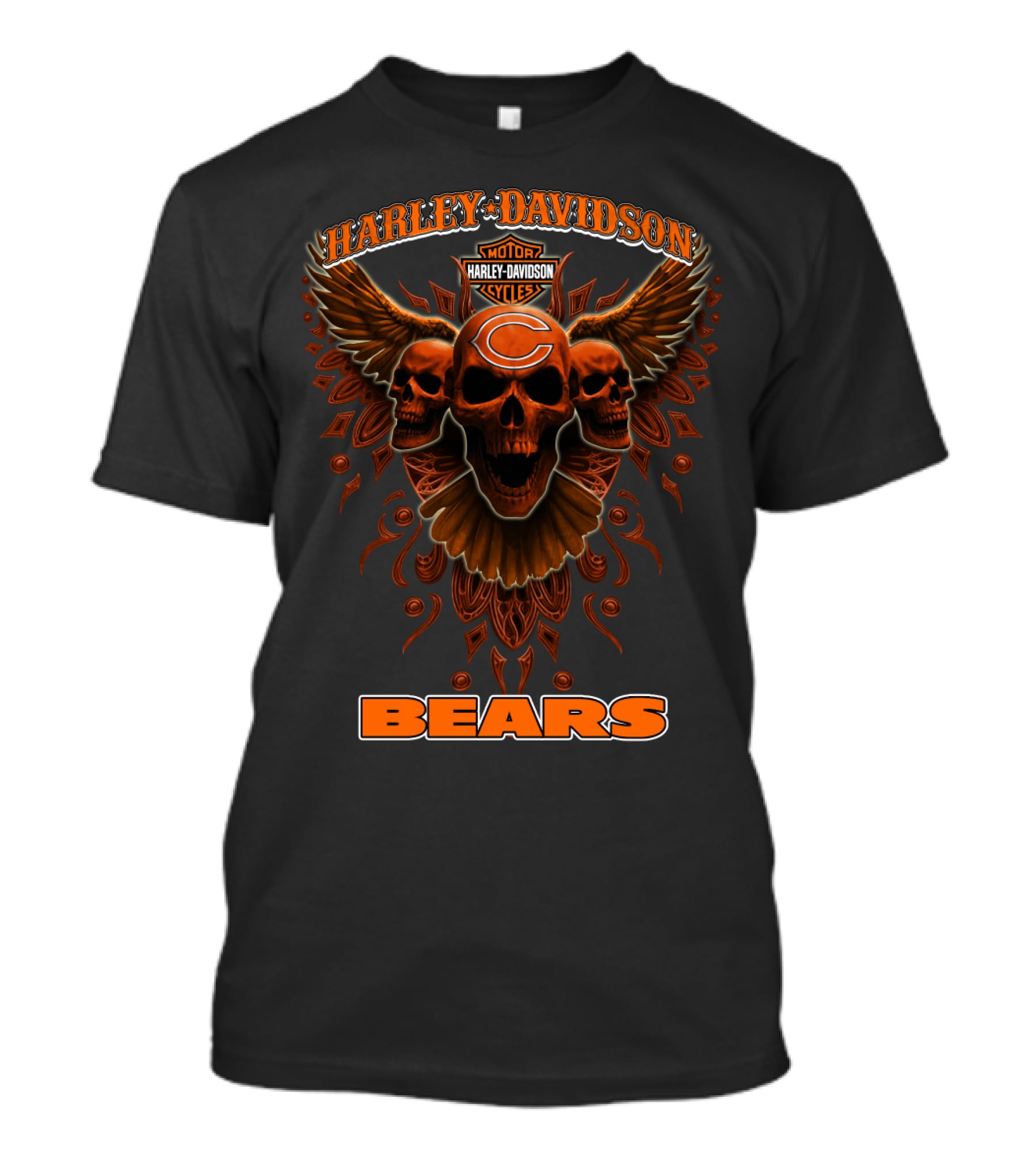 Harley Davidson Chicago Bears Nfl Motor Cycles T-Shirt