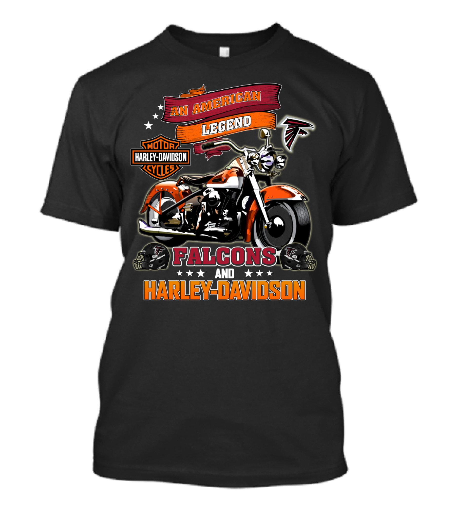 An American Legend Falcons And Harley Davidson Motor Cycles T-Shirt