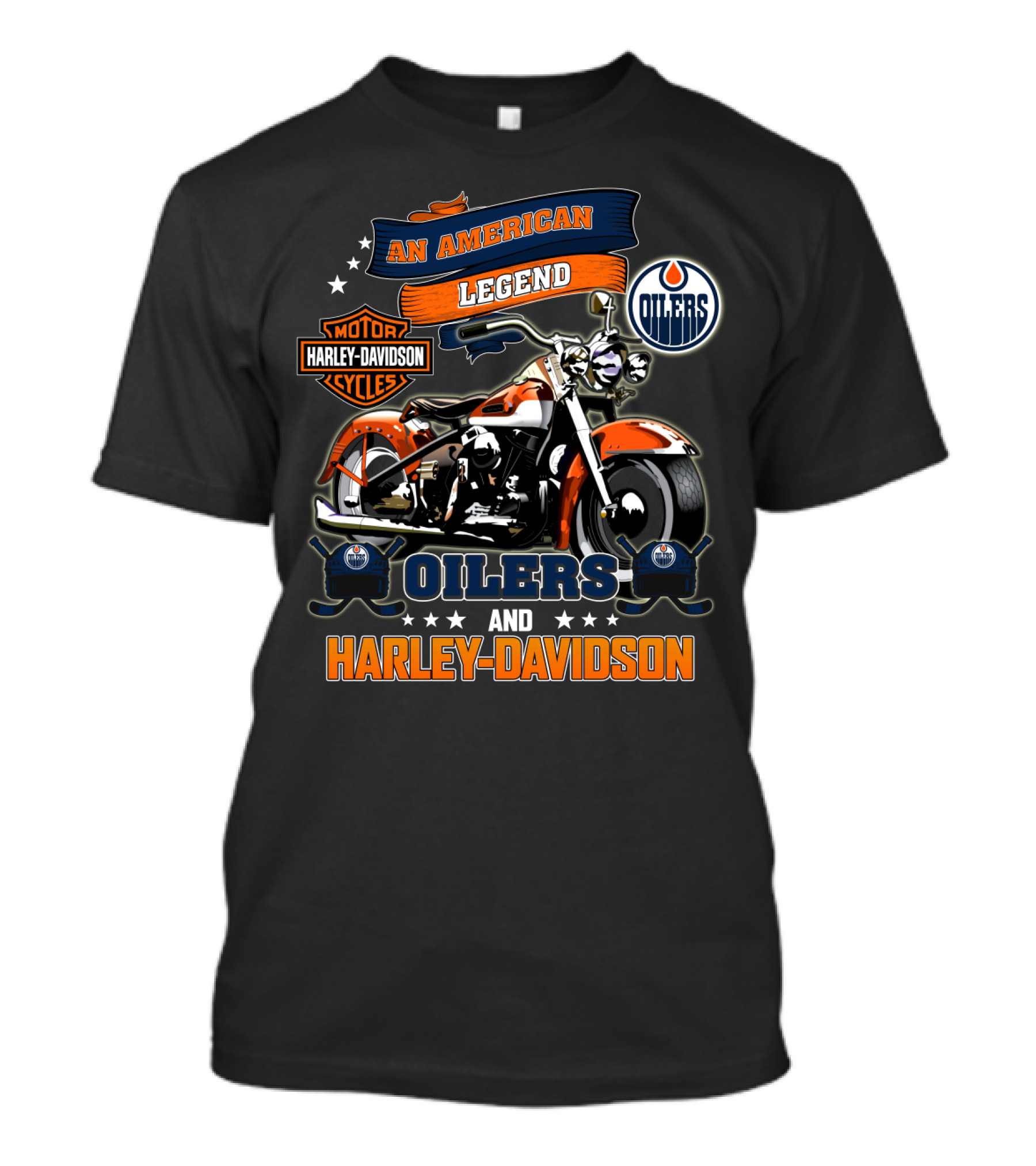 An American Legend Oilers And Harley Davidson Motor Oilers Cycles T-Shirt