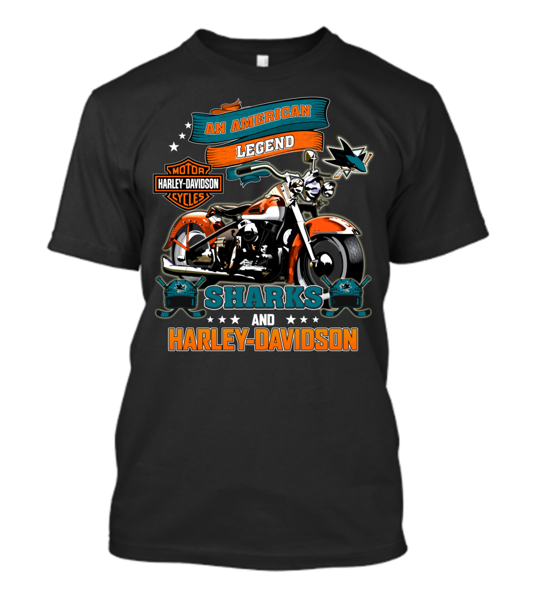 San Jose Sharks An American Legend Motor Harley Davidson Cycles T-Shirt