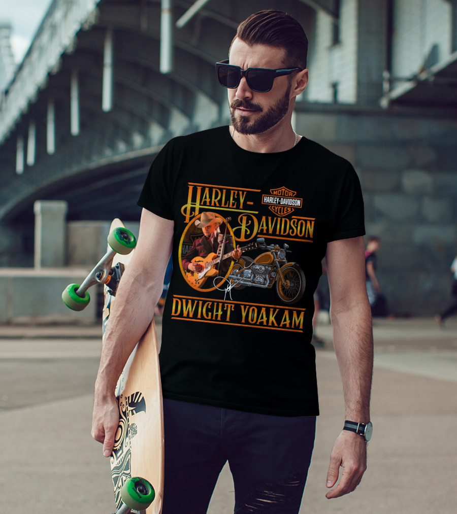 Harley Davidson Dwight Yoakam Motor Cycles Vintage Guitar T-Shirt