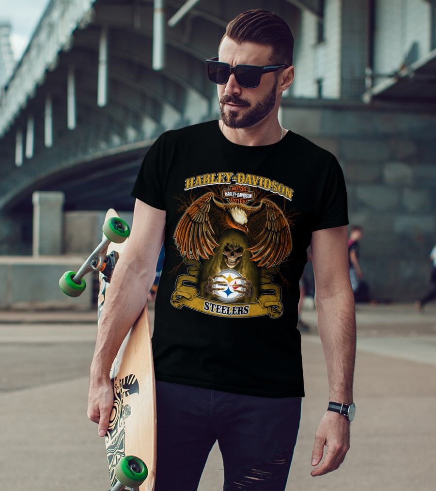 Harley Davidson Motorcycles Pittsburgh Steelers Nfl T-Shirt