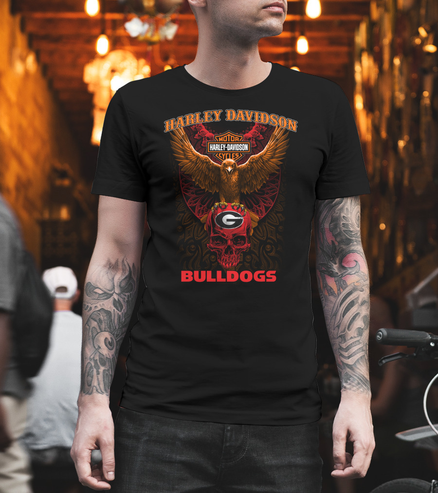 Harley Davidson Motor Cycles Georgia Bulldogs T-Shirt