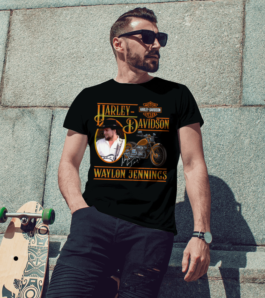 Waylon Jennings Harley Davidson Motor Cycles T-Shirt