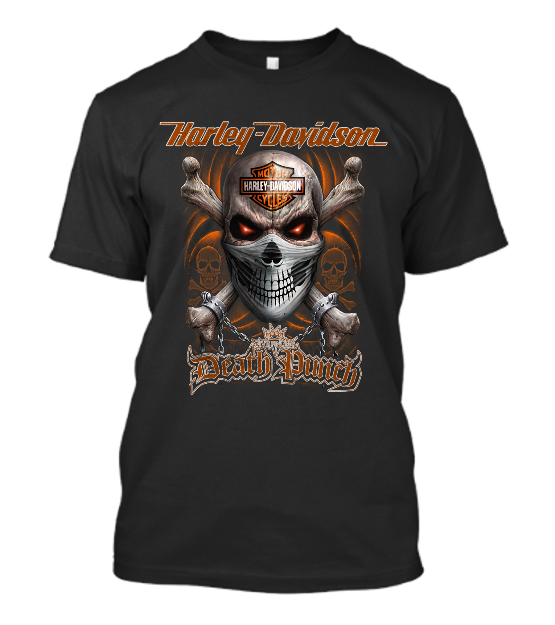 Harley Davidson Death Punch Skull With Logo And Crossbones T-Shirt