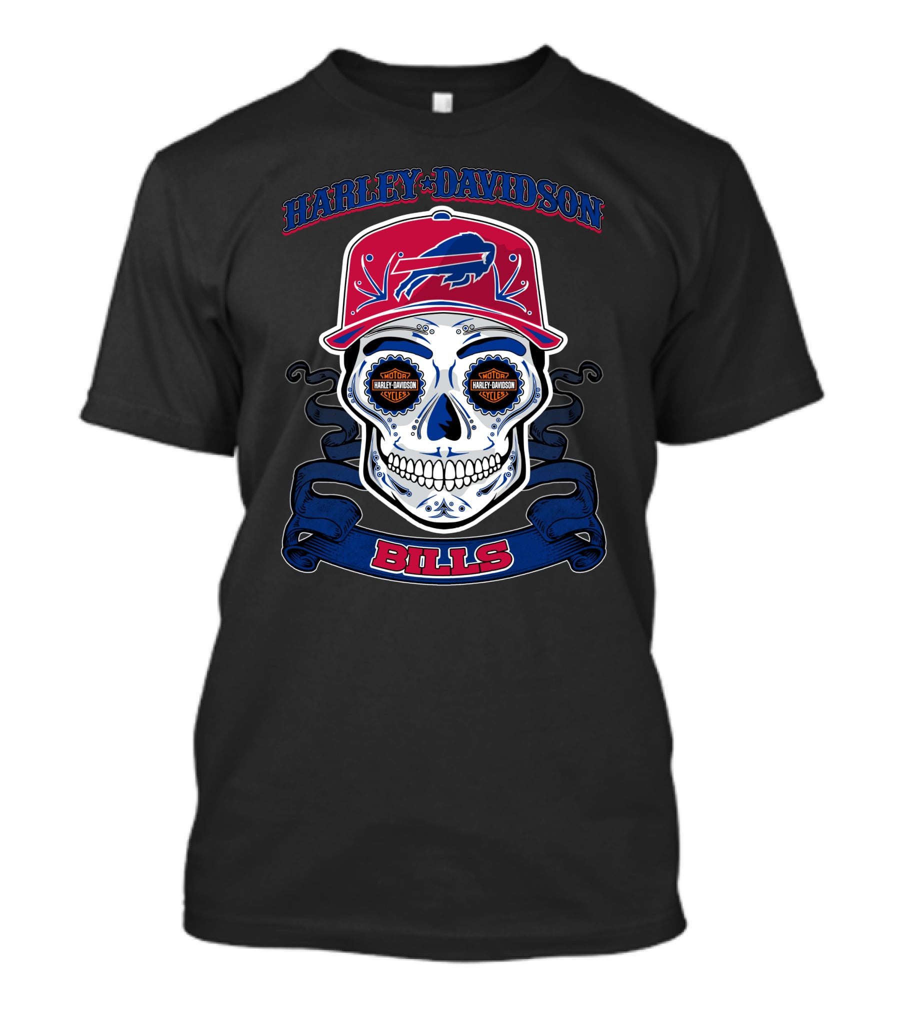 Harley Davidson Buffalo Bills Nfl Skull T-Shirt