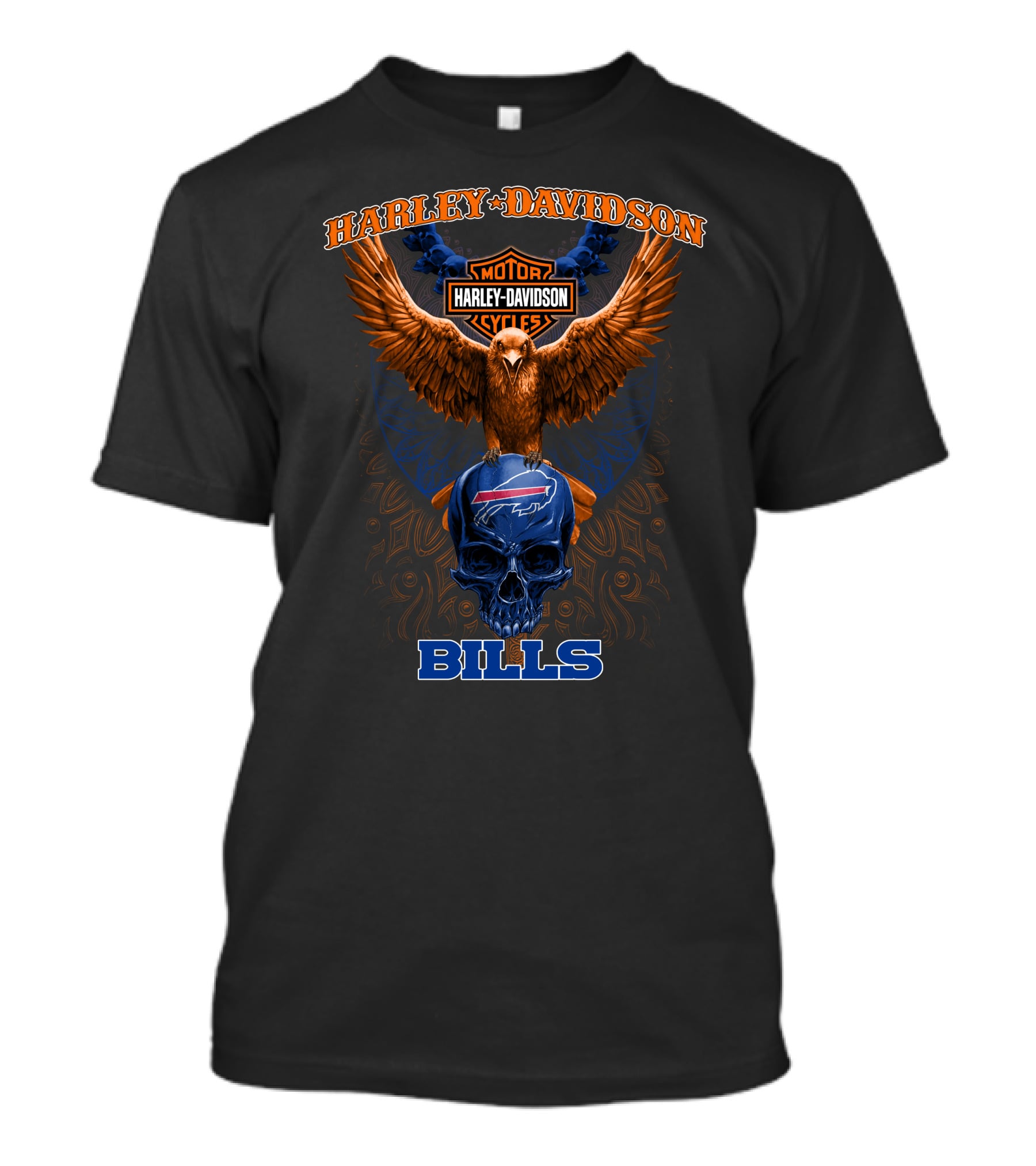 Harley Davidson Bills Motorcycles Eagle Skull T-Shirt