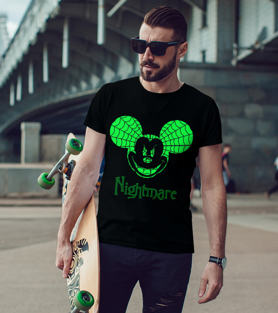Nightmare Web Pattern Icon With Mouse Ears T-Shirt