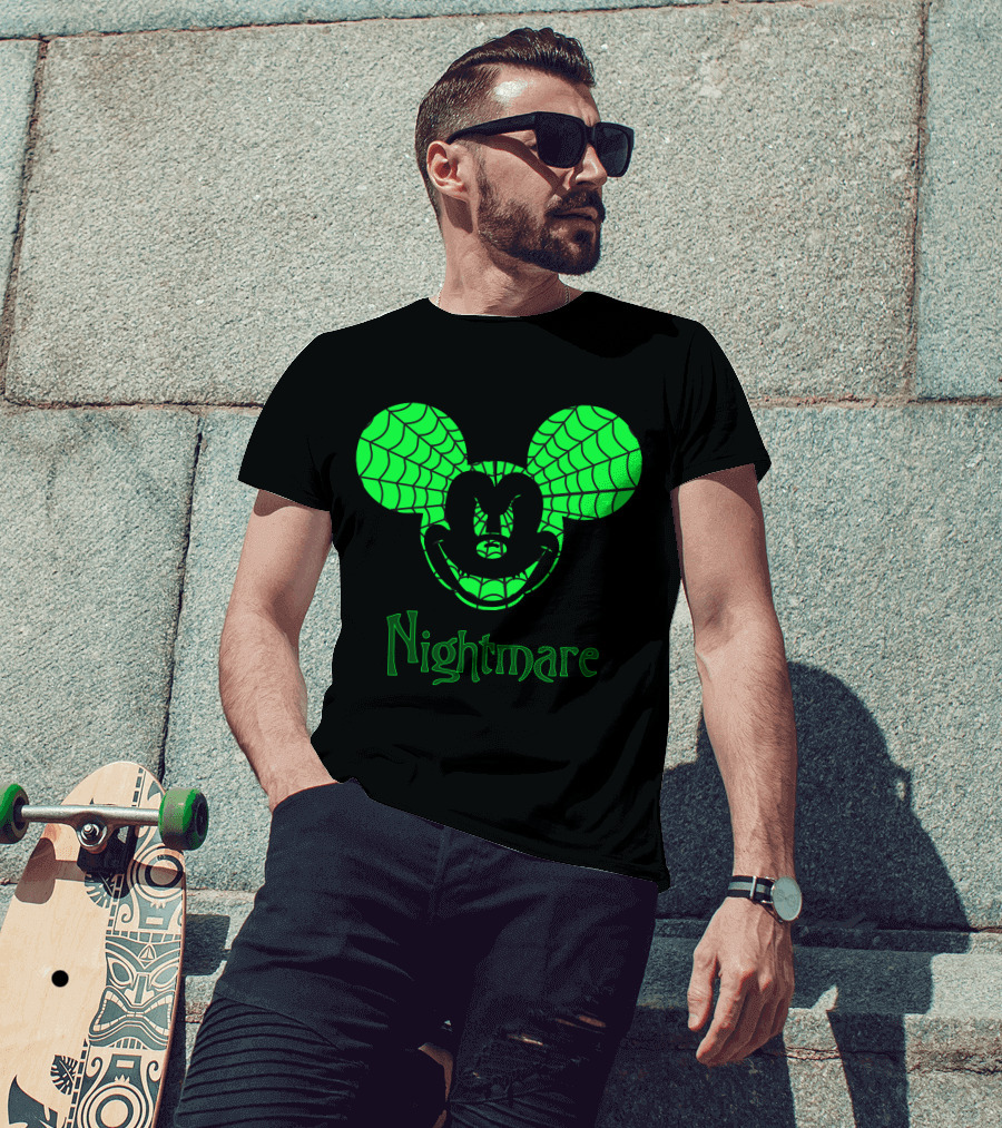 Nightmare Web Pattern Icon With Mouse Ears T-Shirt
