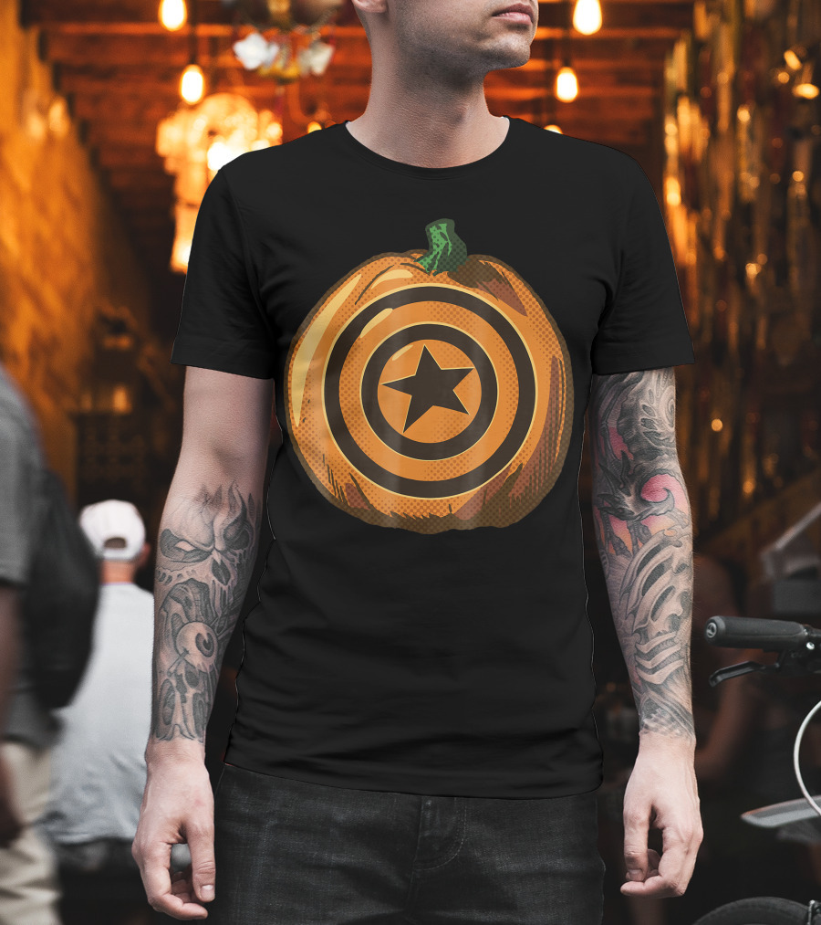 Capt America Shield Pumpkin Halloween T-Shirt