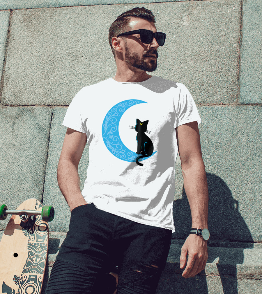 Black Cat Crescent Moon Sailor Guardian T-Shirt