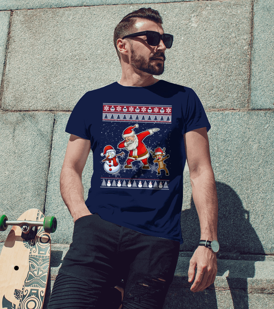Santa Dabbing Santa Claus Snowman Reindeer Christmas Dabing T-Shirt
