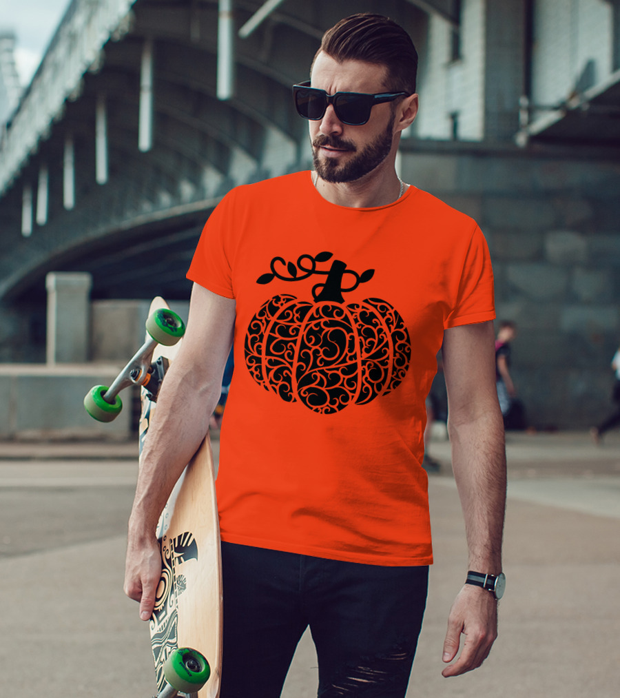 Fall Pumpkin Swirly Pumpkin Women Cute Fall T-Shirt