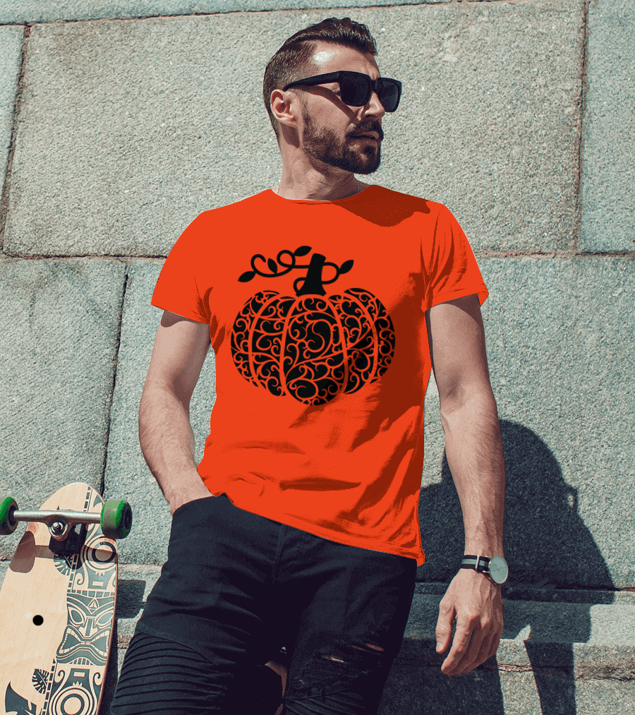 Fall Pumpkin Swirly Pumpkin Women Cute Fall T-Shirt