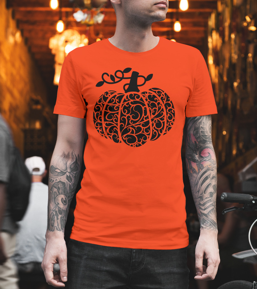 Fall Pumpkin Swirly Pumpkin Women Cute Fall T-Shirt