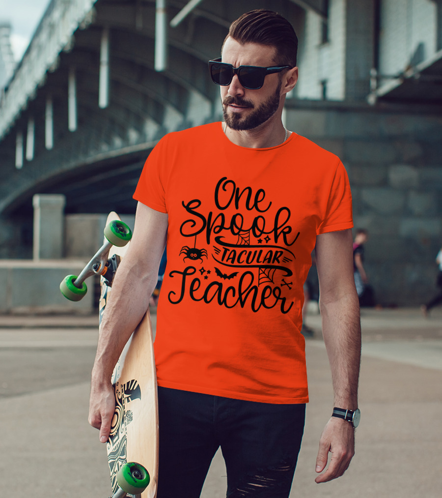 One Spooktacular Teacher Halloween Spider And Bat T-Shirt